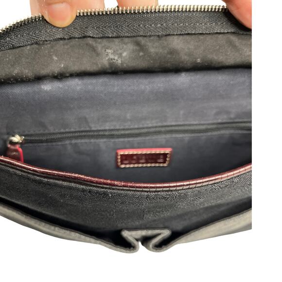 Loewe Jacquard Logo Shoulder Bag Black Gray Leather Trim Red Edge - Picture 16 of 16